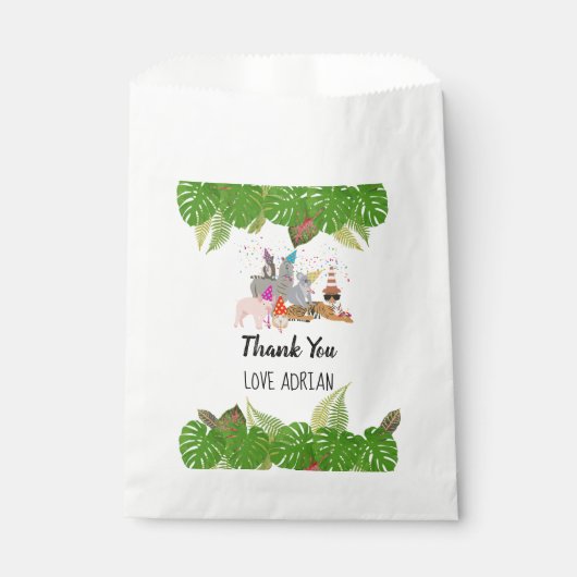 Funny & Cute Oerwoud Animals bij Party Wild One Bedankzakje (Voorkant)