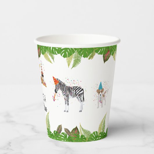 Funny & Cute Oerwoud Animals bij Party Wild One Papieren Bekers (Achterkant)