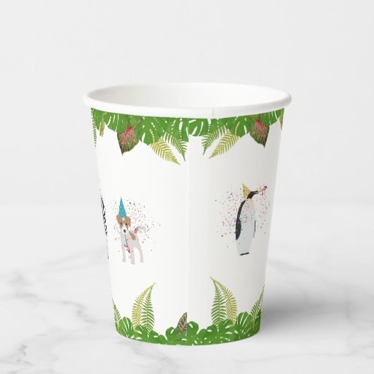 Funny & Cute Oerwoud Animals bij Party Wild One Papieren Bekers (Rechts)