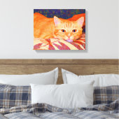 Funny Cute Oranje Tabby Cat Canvas Afdruk (Insitu (Slaapkamer))