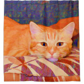 Funny Cute Oranje Tabby Cat Douchegordijn (Voorkant)