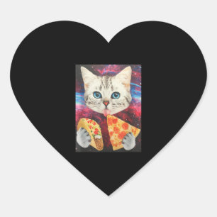 Funny Cute Outer Space Galaxy Cat Meme Pizza Taco Hart Sticker