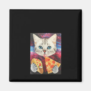 Funny Cute Outer Space Galaxy Cat Meme Pizza Taco Magneet