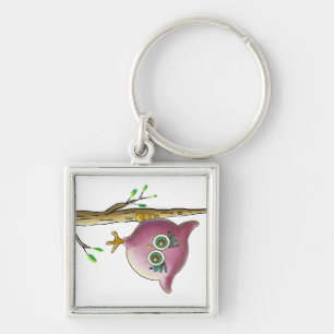 Funny Cute Owl Afbeelding Sleutelhanger