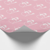 Funny Cute Pink and White Snowman Pattern Cadeaupapier (Hoek)
