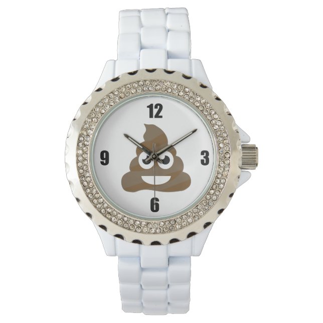 Funny Cute Poop Emoji Horloge (Voorkant)