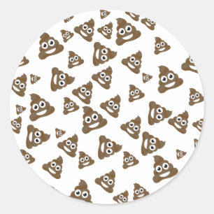 Funny Cute Poop Emoji Pattern Ronde Sticker