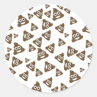 Funny Cute Poop Emoji Pattern Ronde Sticker