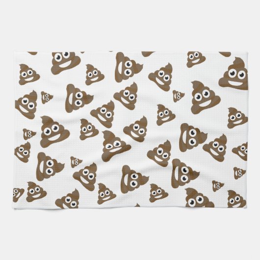 Funny Cute Poop Emoji Pattern Theedoek (Horizontaal)