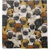 Funny Cute Pug Bulldog Pattern Douchegordijn (Voorkant)