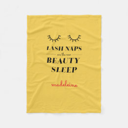 Funny Cute Quote Lash Nap Blanket Mustard Yellow Fleece Deken