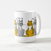 Funny Cute Row of Cartoon Alley Cats Koffiemok (Voorkant rechts)