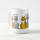 Funny Cute Row of Cartoon Alley Cats Koffiemok (Voorkant links)