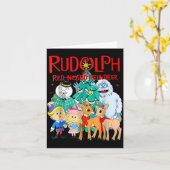 Funny Cute Rudolph The Red Nosed Reindeer Christma Kaart (Gele Bloem)