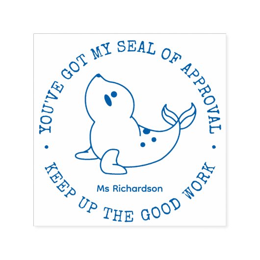 Funny Cute Seal of Recognition Teacher Phoogs Zelfinktende Stempel (Design)