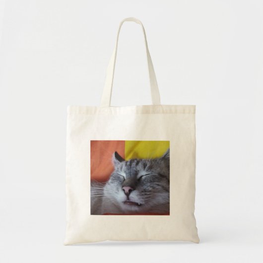 Funny Cute Sleepy Cat Canvas tas (Voorkant)