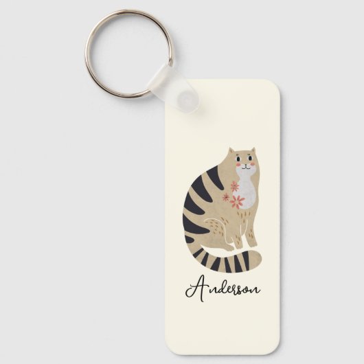 funny Cute Smiling Cat Sleutelhanger (Voorkant)