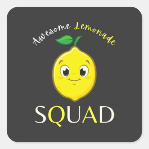 Funny Cute Smiling Lemon Awesome Lemonade Squad Vierkante Sticker