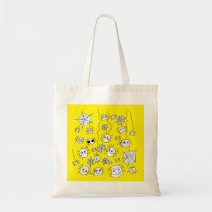 Funny Cute Spiders in Face Maskast Yellow Cartoon Tote Bag