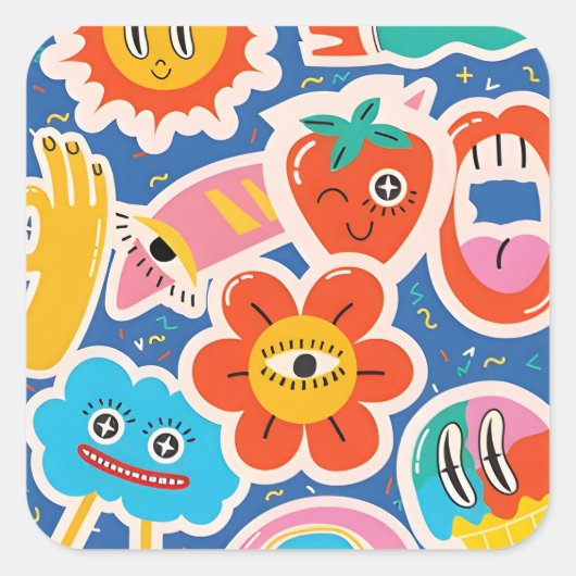 funny cute Sticker drawing (Voorkant)