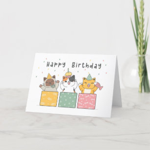 Funny Cute Tabby Cat Kitten Birthday Kaart