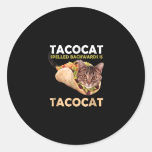 Funny Cute Tacocat Taco Cat Spelling Backward Ronde Sticker