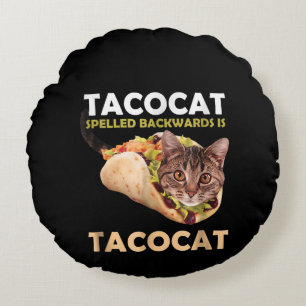 Funny Cute Tacocat Taco Cat Spelling Rond Kussen