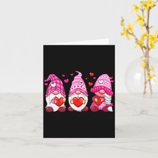 Funny Cute Three Gnomies Nk Hearts Matching Vale  Kaart (Gele Bloem)