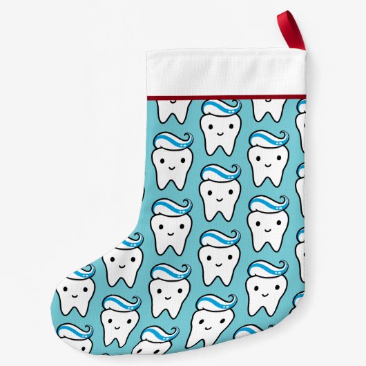 Funny Cute Tooth met Toothpaste Pattern Custom Kleine Kerstsok (Achterkant)
