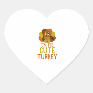 Funny Cute Turkey Family Matching Thanksgiving Hart Sticker