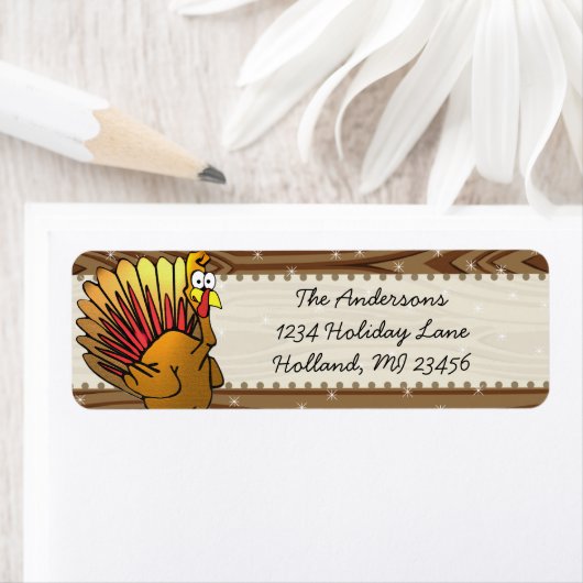 Funny Cute Turkey Thanksgiving Retrun Address Etiket (Insitu)