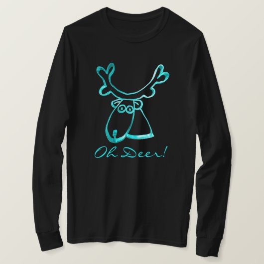 Funny Cute Turquoise Oh Deer Voeg naam of Jouw tek T-shirt (Design voorkant)