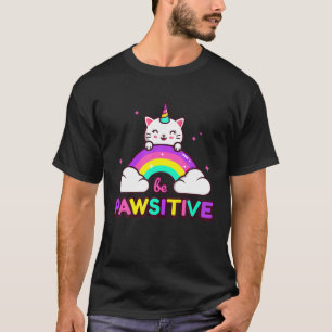Funny Cute Unicorn Cat T, Pawsitive Cat Graphic D T-shirt