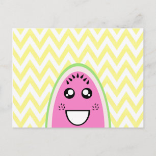 Funny Cute Watermelon Face Briefkaart