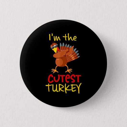 Funny Cutest Turkey Matching Family Group Thanksgi Ronde Button 5,7 Cm (Voorkant)