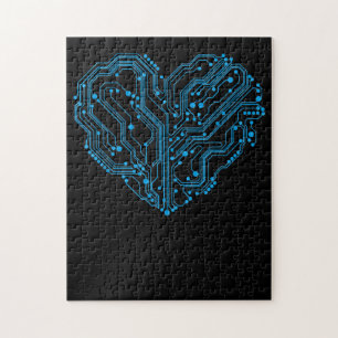 Funny Cyber Circuit Heart Valentijnsdag Engineer Legpuzzel