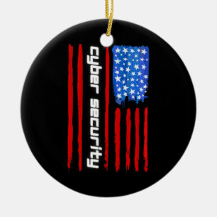 Funny Cybersecurity IT-analist Amerikaanse vlag Keramisch Ornament