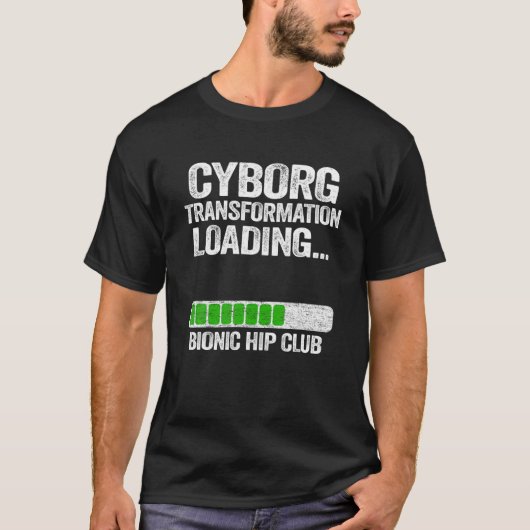 Funny Cyborg Transformation Loading Broken Hip Rep T-shirt (Voorkant)