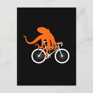 Funny Cycling - Octopus Riding Bicycle Briefkaart
