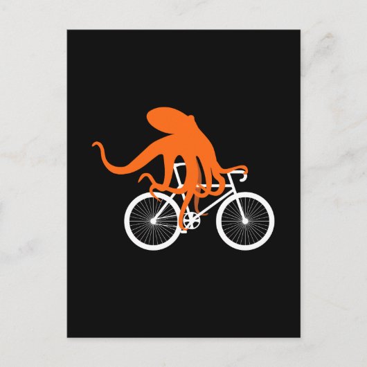 Funny Cycling - Octopus Riding Bicycle Briefkaart (Voorkant)