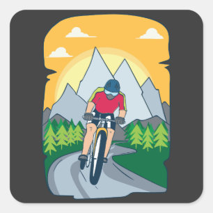 Funny Cycling Vierkante Sticker