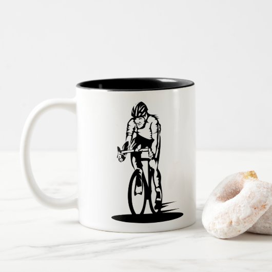 Funny Cyclist Sketch - Cycling Coffee Mok - Biker (Met donut)