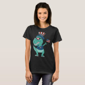 Funny Dabbing Dinosaur 4th July Amerisaurus T Rex  T-shirt (Voorkant volledig)