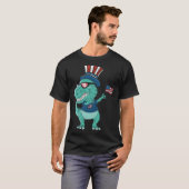 Funny Dabbing Dinosaur 4th July Amerisaurus T Rex T-shirt (Voorkant volledig)