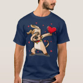 Funny Dabbing Dog Heart Valentines Day Gift Boys T-shirt (Voorkant)