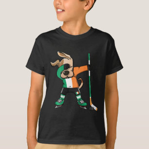 Funny Dabbing Dog Ierland IJshockey Fans T-shirt D