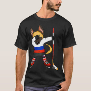 Funny Dabbing German Shepherd Russia Ice Hockey Fa T-shirt