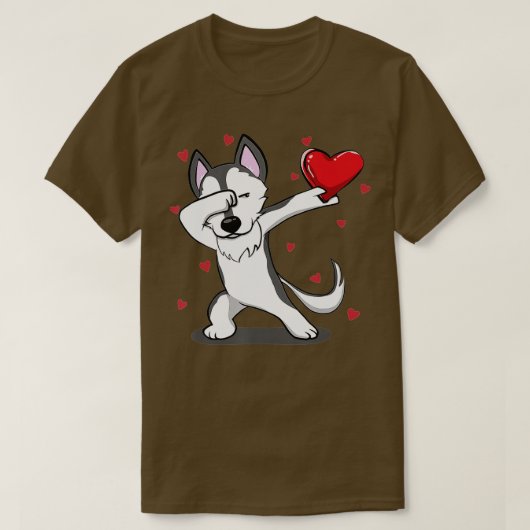 Funny Dabbing Husky Heart Valentijnsdag Gift Boy T-shirt (Design voorkant)
