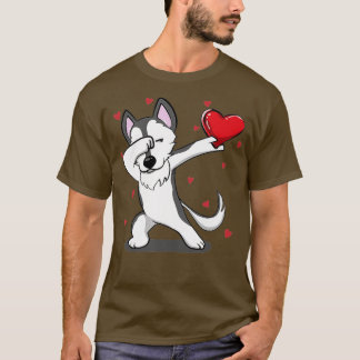 Funny Dabbing Husky Heart Valentijnsdag Gift Boy T-shirt