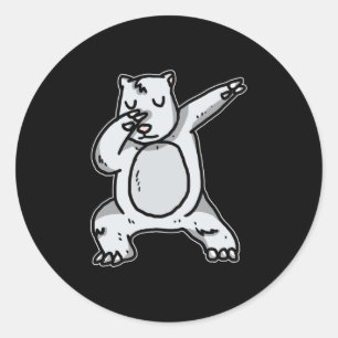 Funny Dabbing Polar Beer Dab Dance White Beer Gift Ronde Sticker
